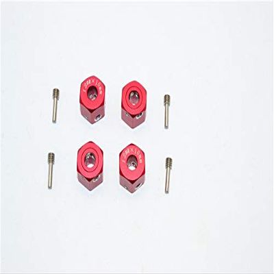 Aluminum Universal Hex Adapter 12mmx10mm - 4Pcs Set Red