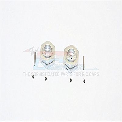 Aluminum Wheel Hex Adapter - 12mm Convert To 17mm and 7mm Offset With 17mm Lock Nut Anti-Loose Design - 2Pcs Set Silver