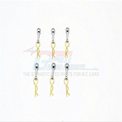 Body Clips + Aluminum Mount For 1/18 To 1/10 Models - 6Pcs Set Gray Silver