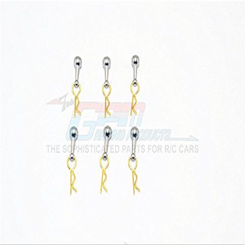 Body Clips + Aluminum Mount For 1/18 To 1/10 Models - 6Pcs Set Gray Silver