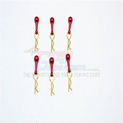Body Clips + Aluminum Mount For 1/18 To 1/10 Models - 6Pcs Set Red