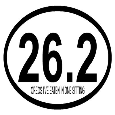 26.2 Oreos I've Eaten in one Sitting, I Make Decals,Oval Marathon Run car Bumper Window Sticker 3 inch x 5 inch, Euro Oval - Runner, Running, Race, Marathon, Vinyl Sticker Decal