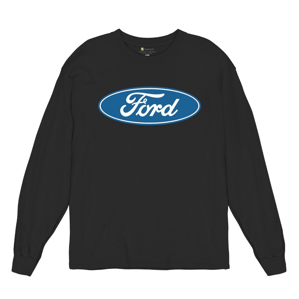 Licensed Ford Logo Long Sleeve Novelty T-Shirt FoMoCo Truck Mustang Performance Black Small