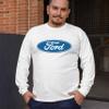 Licensed Ford Logo Long Sleeve Novelty T-Shirt FoMoCo Truck Mustang Performance White Medium view 3