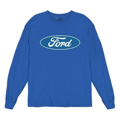 Licensed Ford Logo Long Sleeve Novelty T-Shirt FoMoCo Truck Mustang Performance Royal Blue Large