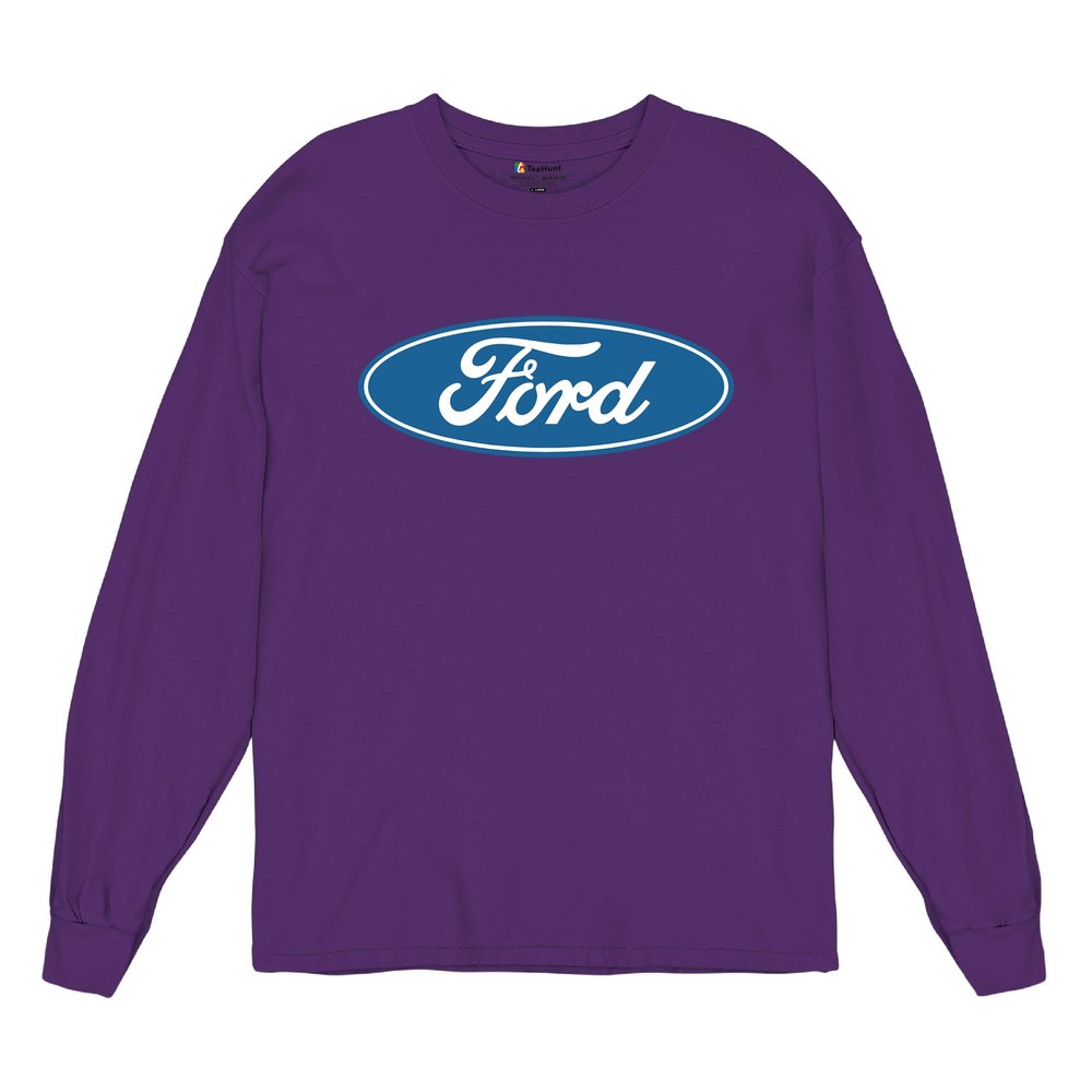 Licensed Ford Logo Long Sleeve Novelty T-Shirt FoMoCo Truck Mustang Performance Purple Large