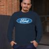 Licensed Ford Logo Long Sleeve Novelty T-Shirt FoMoCo Truck Mustang Performance Navy Blue Large view 3