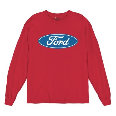 Licensed Ford Logo Long Sleeve Novelty T-Shirt FoMoCo Truck Mustang Performance Red X-Large