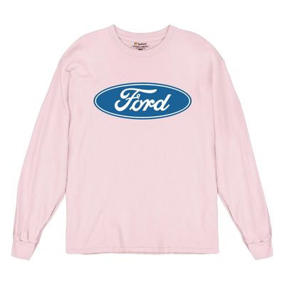 Licensed Ford Logo Long Sleeve Novelty T-Shirt FoMoCo Truck Mustang Performance Light Pink X-Large