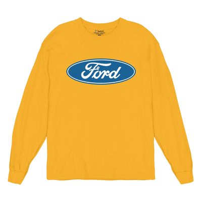 Licensed Ford Logo Long Sleeve Novelty T-Shirt FoMoCo Truck Mustang Performance Yellow XX-Large