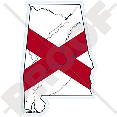 ALABAMA Alabamian Map-Flag USA America Alabaman, American 4.3" (110mm) Vinyl Bumper Sticker, Decal
