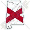 ALABAMA Alabamian Map-Flag USA America Alabaman, American 4.3" (110mm) Vinyl Bumper Sticker, Decal view 1