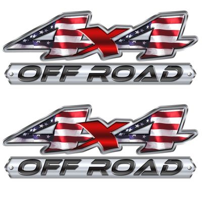 4x4 US Flag Off Road 2 Pack Decal #FE402