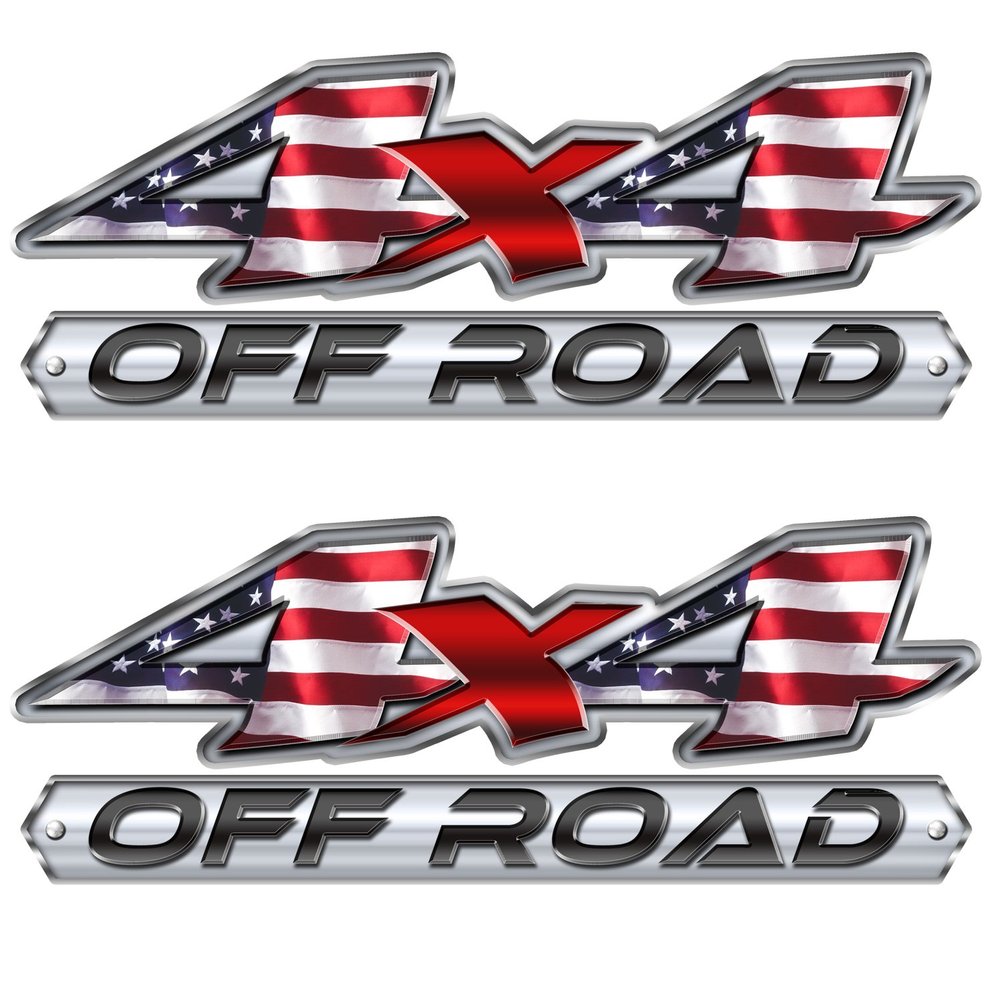 4x4 US Flag Off Road 2 Pack Decal #FE402