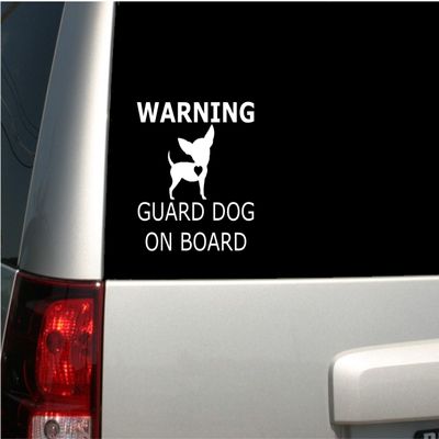 Appalachian Decals 6" White Vinyl Warning Guard Dog On Board - Chihuahua Decal -Chihuahua - Made in The USA - Funny Chihuahua