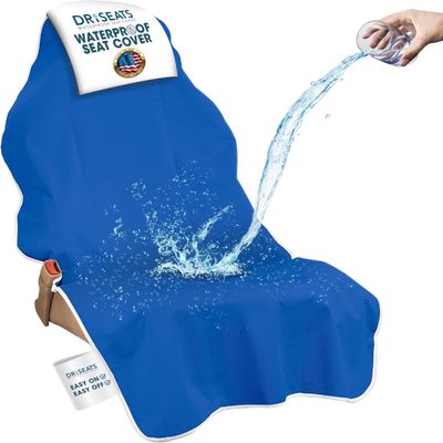 Dri Seats Waterproof Car Seat Cover Premium Sweat Towel with Slip Resistant Backing for Front Seats in Cars, Trucks, SUVs Universal Seat Covers & Liner, Easy Install (Blue, Large)
