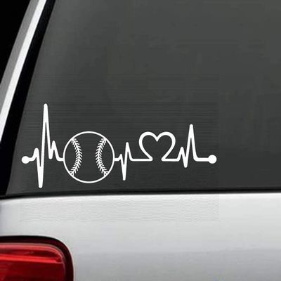 Bluegrass Decals K1103 Baseball Softball Heartbeat Lifeline Decal Sticker