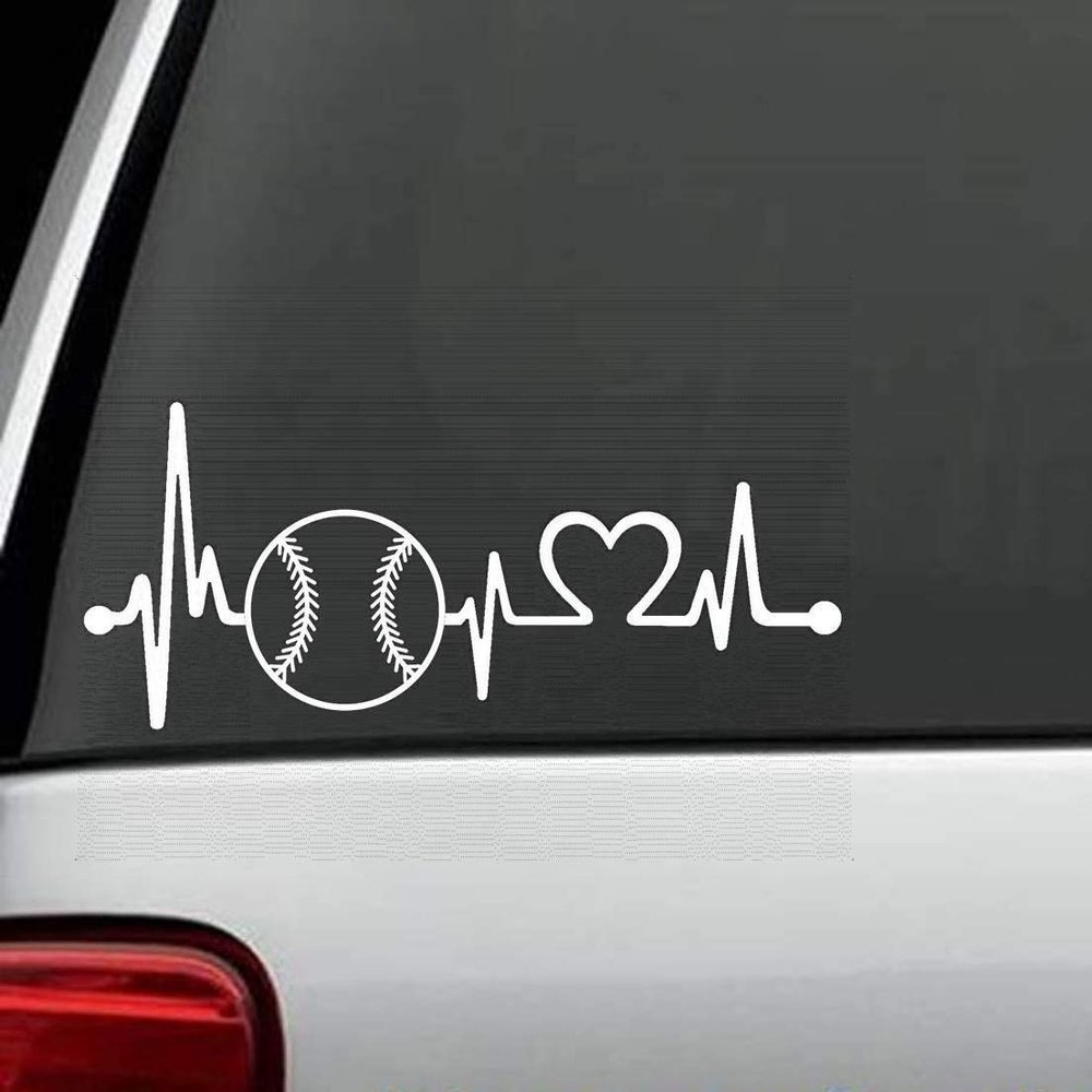Bluegrass Decals K1103 Baseball Softball Heartbeat Lifeline Decal Sticker