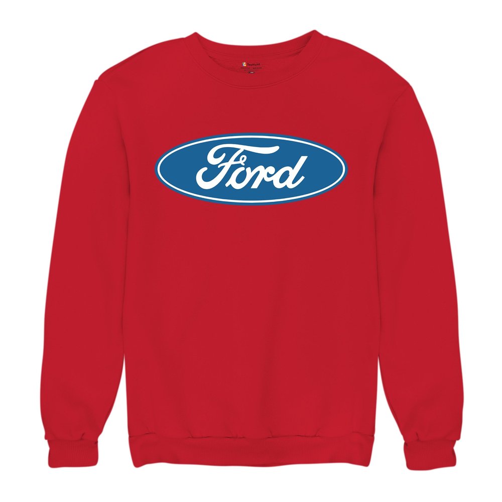 Tee Hunt Licensed Ford Logo Novelty Crewneck Sweatshirt FoMoCo Truck Mustang Performance Red 3X-Large