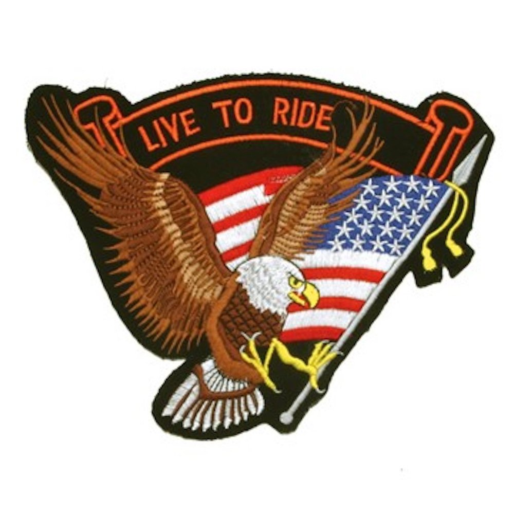 "Live to Ride" Medium Motorcycle Vest Patch 7" x 8.5" Y