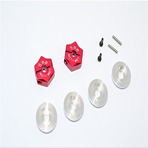 Aluminum Hex Adapter From 12mm Convert To 17mm With 8mm Thickness - 2Pcs Set Red