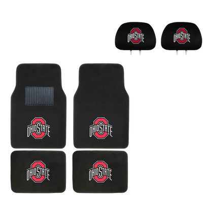 Ohio State University Head Rest Cover and Floor mat. Wow! Logo On Front and Rear Auto Floor Liner. You get 2 headrest covers and 4 Floor Mat in this gift set. Perfect to Ohio State Buckeyes Fan