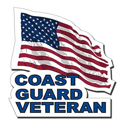 Coast Guard Veteran with American Flag 11.75 Inch Decal