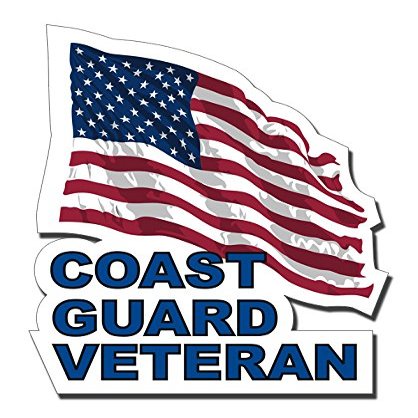 Coast Guard Veteran with American Flag 11.75 Inch Decal
