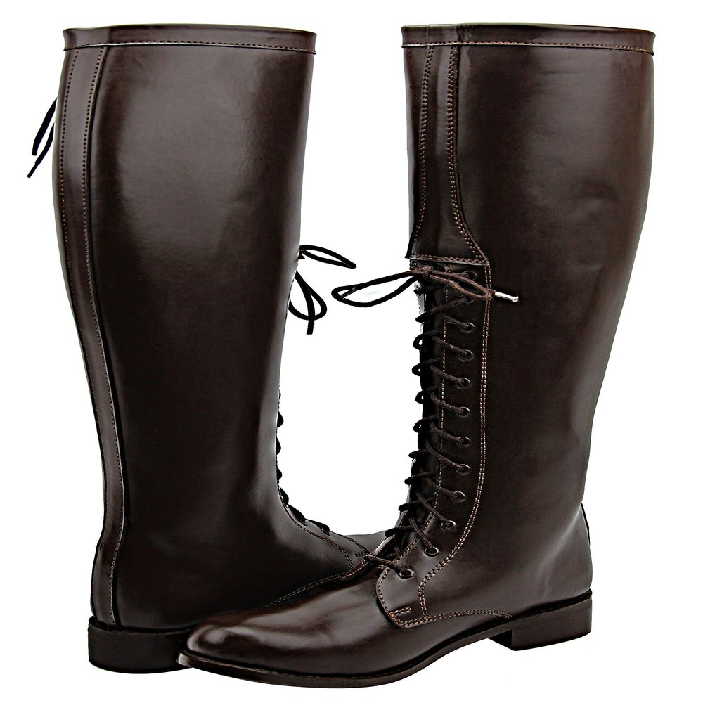 FAMMZ Dyno Women Ladies Motorcycle Riding Police Patrol Fashion Leather Tall Riding Boots Color - Brown 12 Slim Calf