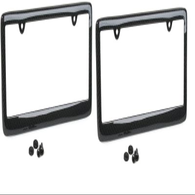 100% Real Carbon Fiber License Plate Frame Gloss Finish - Universal, Light Weight, Rust Proof, Front or Rear, Includes Screws and Caps for All Cars, SUV, Truck (2 Pack)