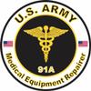 US Army MOS 91A Medical Equipment Repairer 3.8 Inch Decal view 1