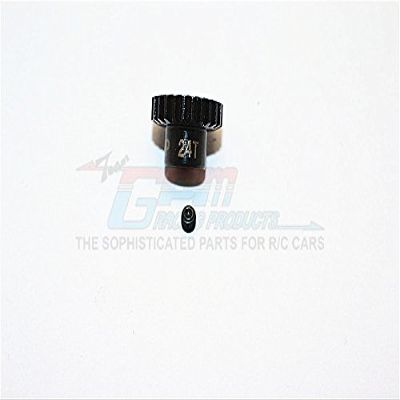 Hard Steel Motor Gear 48 Pitch 24T (Hole 3.175mm, Tooth Distance 0.5mm) - 1Pc Set Black