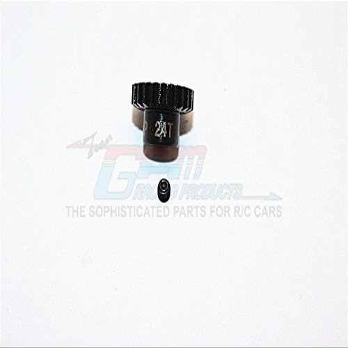 Hard Steel Motor Gear 48 Pitch 24T (Hole 3.175mm, Tooth Distance 0.5mm) - 1Pc Set Black
