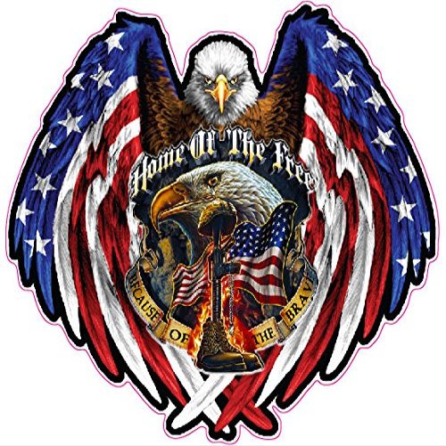 American Bald Eagle Home of The Free Because of The Brave Reflective Decal 6" in Size