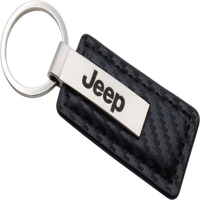 AU-TOMOTIVE GOLD, INC Jeep Cherokee Black Carbon Fiber Texture Leather Key Chain