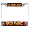 U.S. Marines Woman Veteran Chrome License Plate Frame view 1
