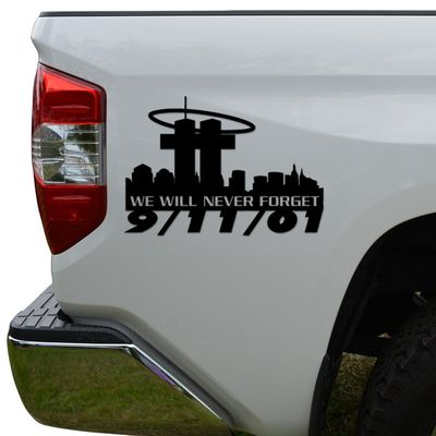 911 Bombing New York We Will Never Forget Die Cut Vinyl Decal Sticker For Car Truck Motorcycle Window Bumper Wall Decor Size- [8 inch/20 cm] Wide Color- Gloss Black