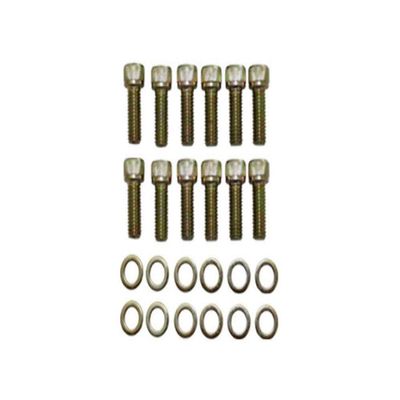 Pirate Mfg Intake Soc Head 12pc Zinc Bolt Kit, Compatible with Chevy Sbc V8 283-400 V6 90