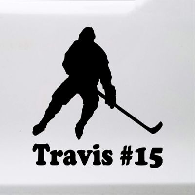 Minglewood Trading Turquoise - Ice Hockey Player V2 with Personalized Name Vinyl Decal - Die Cut Sticker - 5w x 4.5h inches