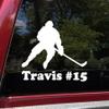 Minglewood Trading Turquoise - Ice Hockey Player V2 with Personalized Name Vinyl Decal - Die Cut Sticker - 5w x 4.5h inches view 2