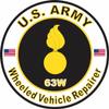 US Army MOS 63W Wheeled Vehicle Repairer 3.8 Inch Decal view 1