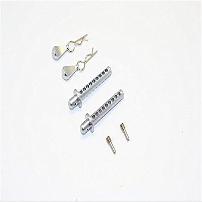 Axial SMT10 MAX-D Upgrade Parts (AX90057) Aluminum Front/Rear Body Post With Clip & Mount - 1 Set Gray Silver