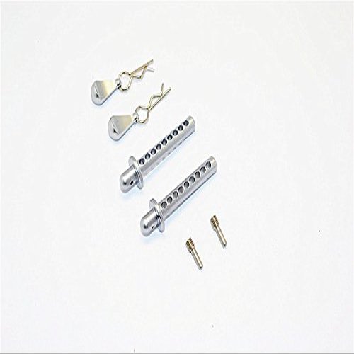 Axial SMT10 MAX-D Upgrade Parts (AX90057) Aluminum Front/Rear Body Post With Clip & Mount - 1 Set Gray Silver
