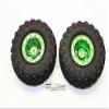 Aluminum 6 Poles Simulation Wheels In Silver Edge With 1.9" Tire & Hex Tool (Inner Black & Outer Silver Screws) - 1Pr Set Green view 1