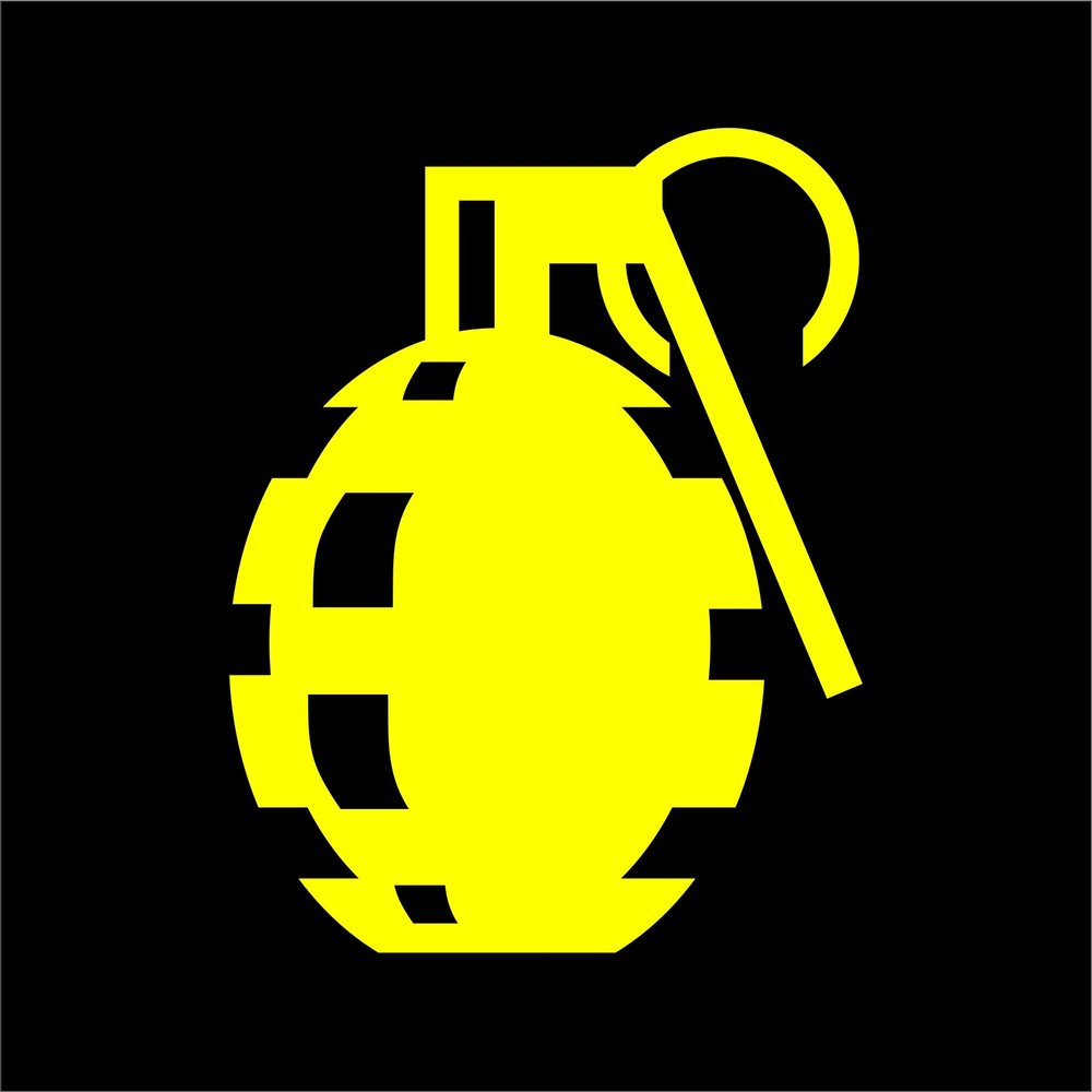 Hand Grenade Car, Window, WALL Decal, Military Army Sticker - Vinyl Car Sticker - Many Sizes and Colors - Die Cut No Background (4" Tall, Yellow)