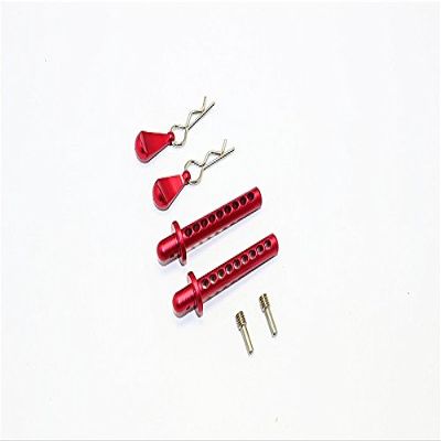 Axial SMT10 MAX-D Upgrade Parts (AX90057) Aluminum Front/Rear Body Post With Clip & Mount - 1 Set Red