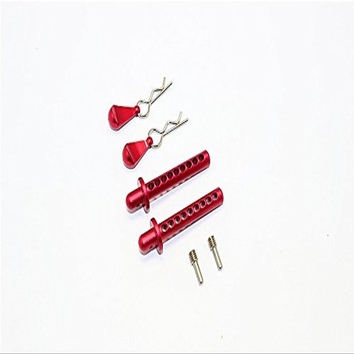 Axial SMT10 MAX-D Upgrade Parts (AX90057) Aluminum Front/Rear Body Post With Clip & Mount - 1 Set Red