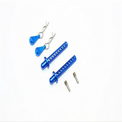 Axial SMT10 MAX-D Upgrade Parts (AX90057) Aluminum Front/Rear Body Post With Clip & Mount - 1 Set Blue
