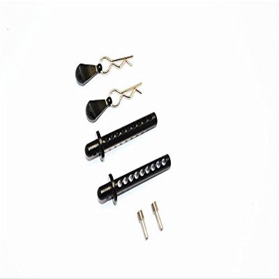 Axial SMT10 MAX-D Upgrade Parts (AX90057) Aluminum Front/Rear Body Post With Clip & Mount - 1 Set Black