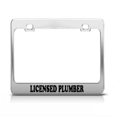 Licensed Plumber Work Career Funny License Plate Frame